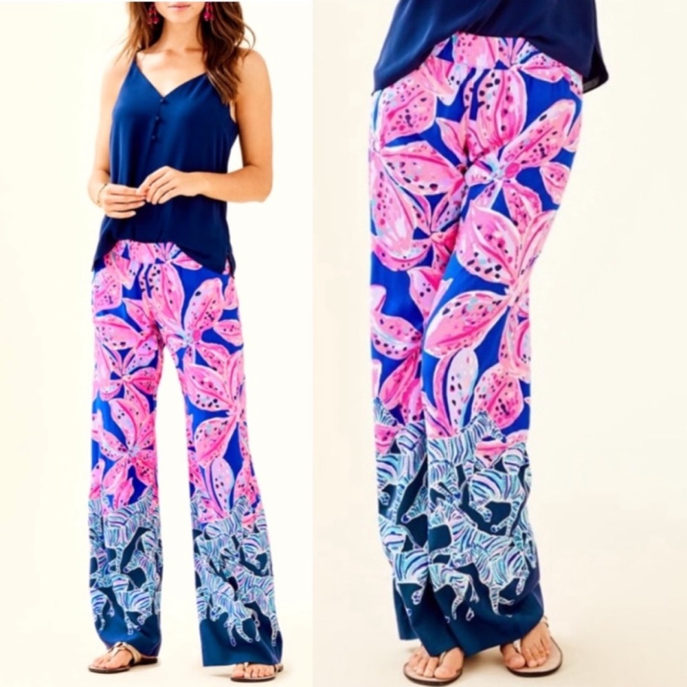 Lilly Pulitzer Bal Harbour Palazzo Pant Royal Purple Wild Child Pant size Small